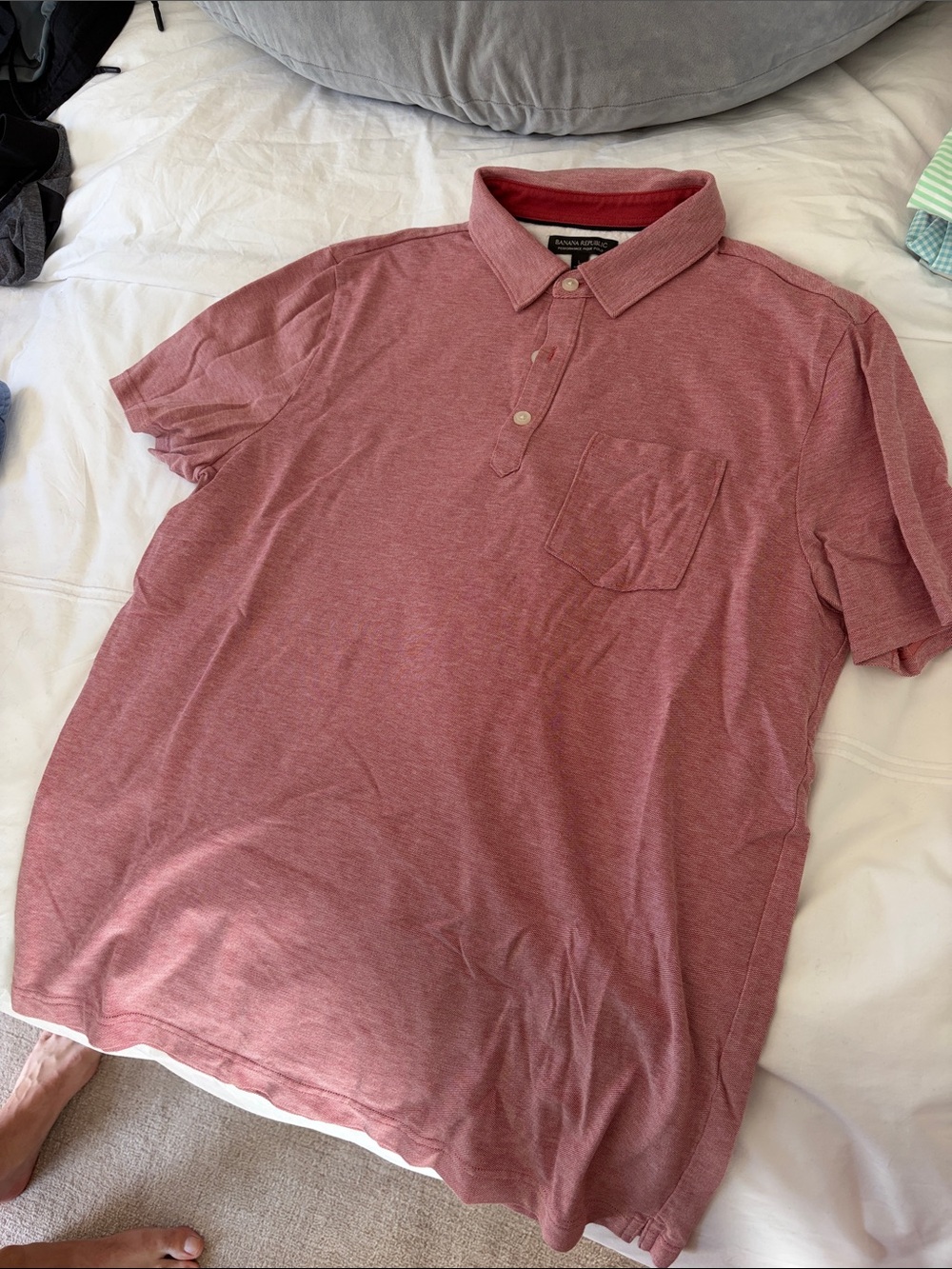 Banana Republic Men's Heathered Red Polo with Chest Pocket